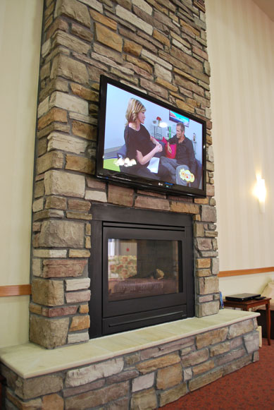 Stone Fireplace Plasma TV