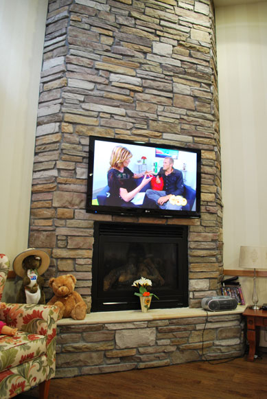 Stone Fireplace LCD TV